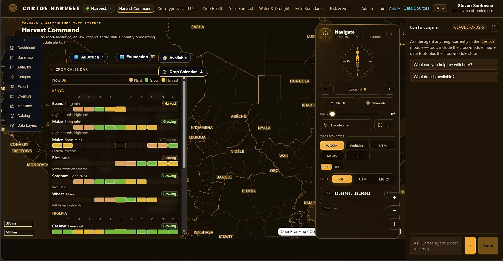 Cartos Harvest — Agriculture intelligence